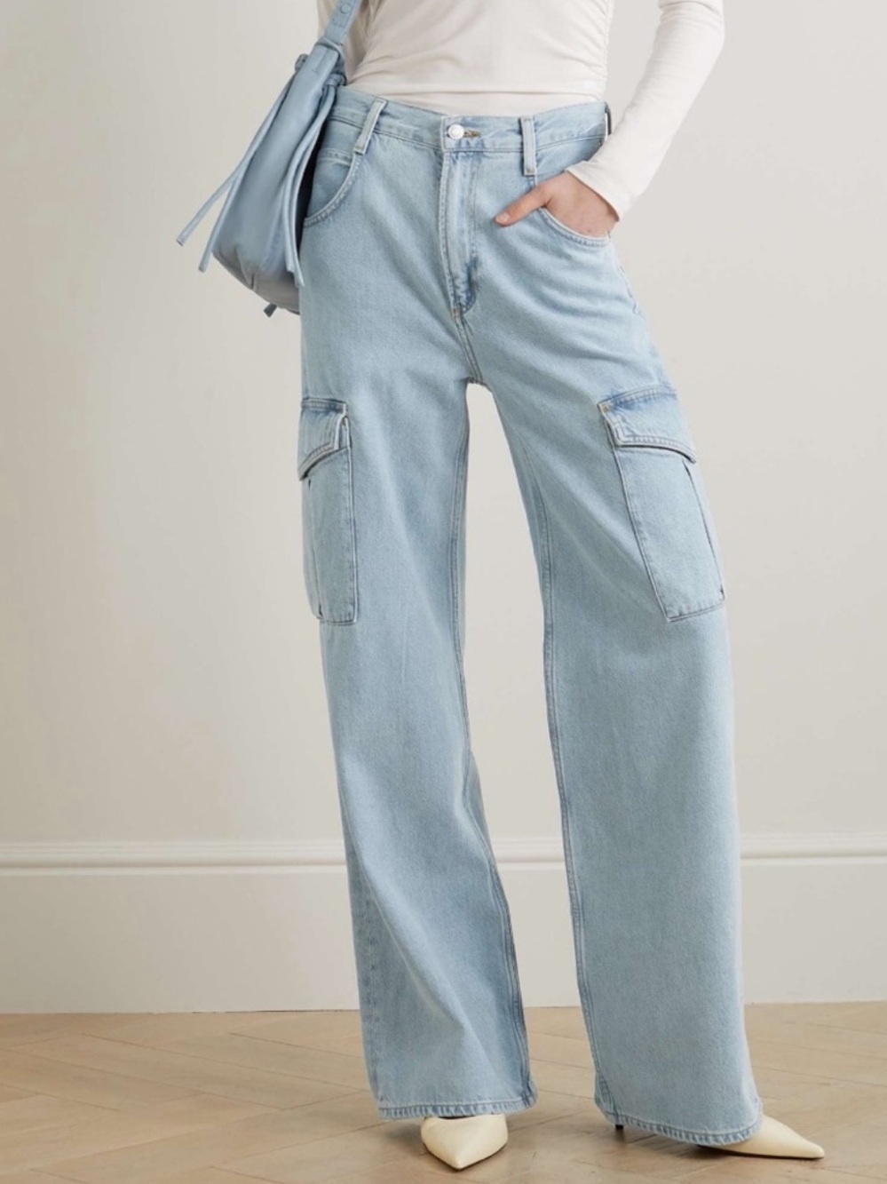 AGOLDE Minka cargo Wide Leg Jean 24 light wash high rise raw hem baggy